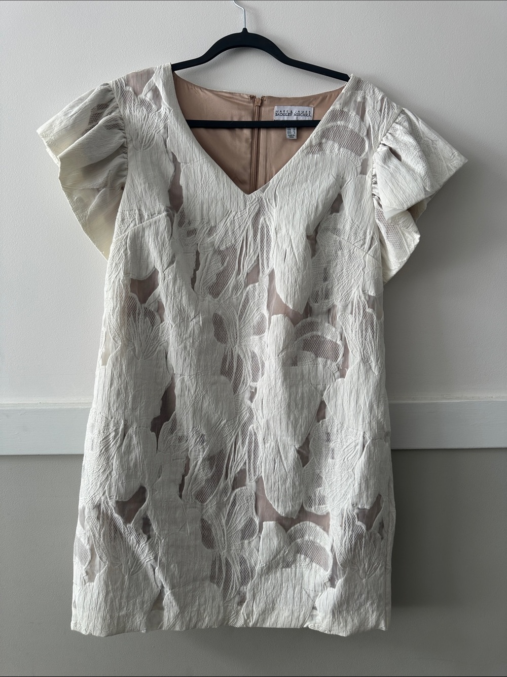 Mark & James Badgley Mischka Textured Ivory Floral Shift Dress